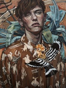 Man with Hoopoe Bird (2017) Acrylic on Canvas