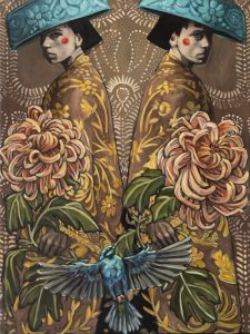 Twins and Blue Roller -90 x 120 cm -2024