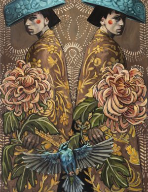 Twins and Blue Roller -90 x 120 cm -2024